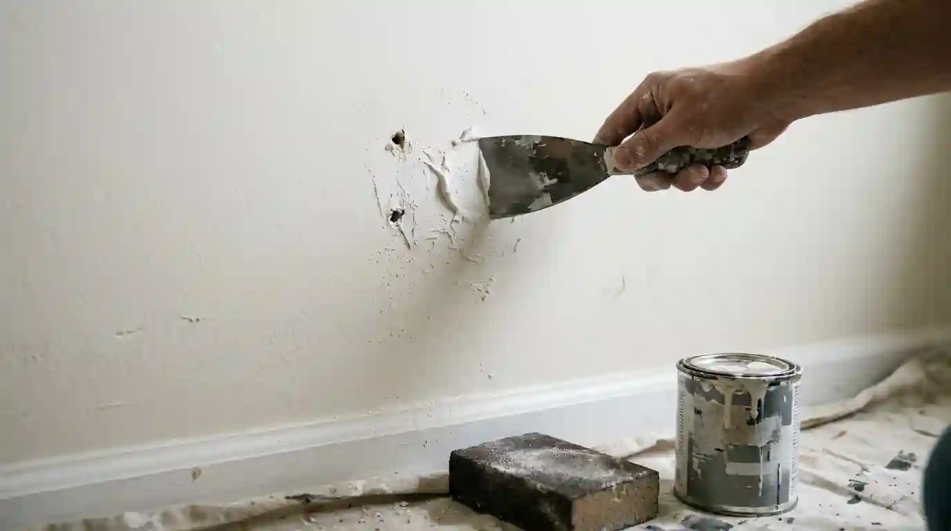 Patching anchor holes before repainting a rental unit wall