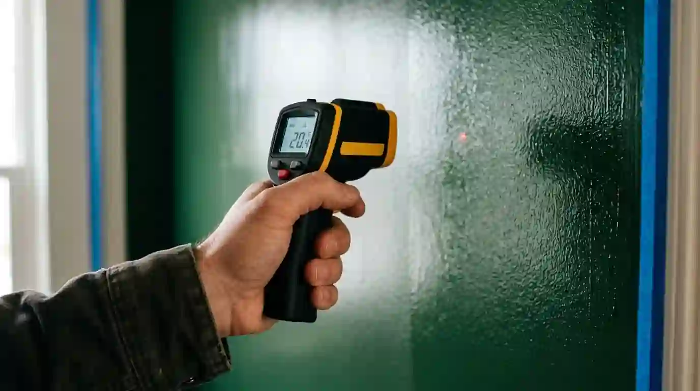 Checking siding surface temperature before painting