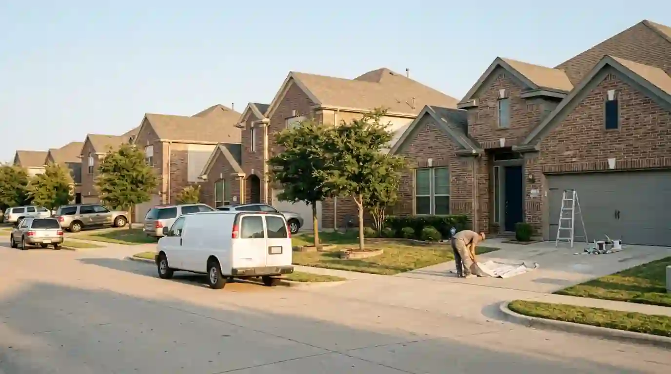Freshly painted trim on a brick home in a Fort Worth HOA subdivision